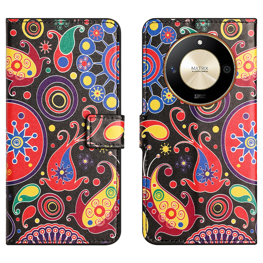 

Für Ehren X50 PU Ledermuster Druckphase Hülle Ständer Flip Wallet Wallet Cover - Qualle, Honor X50