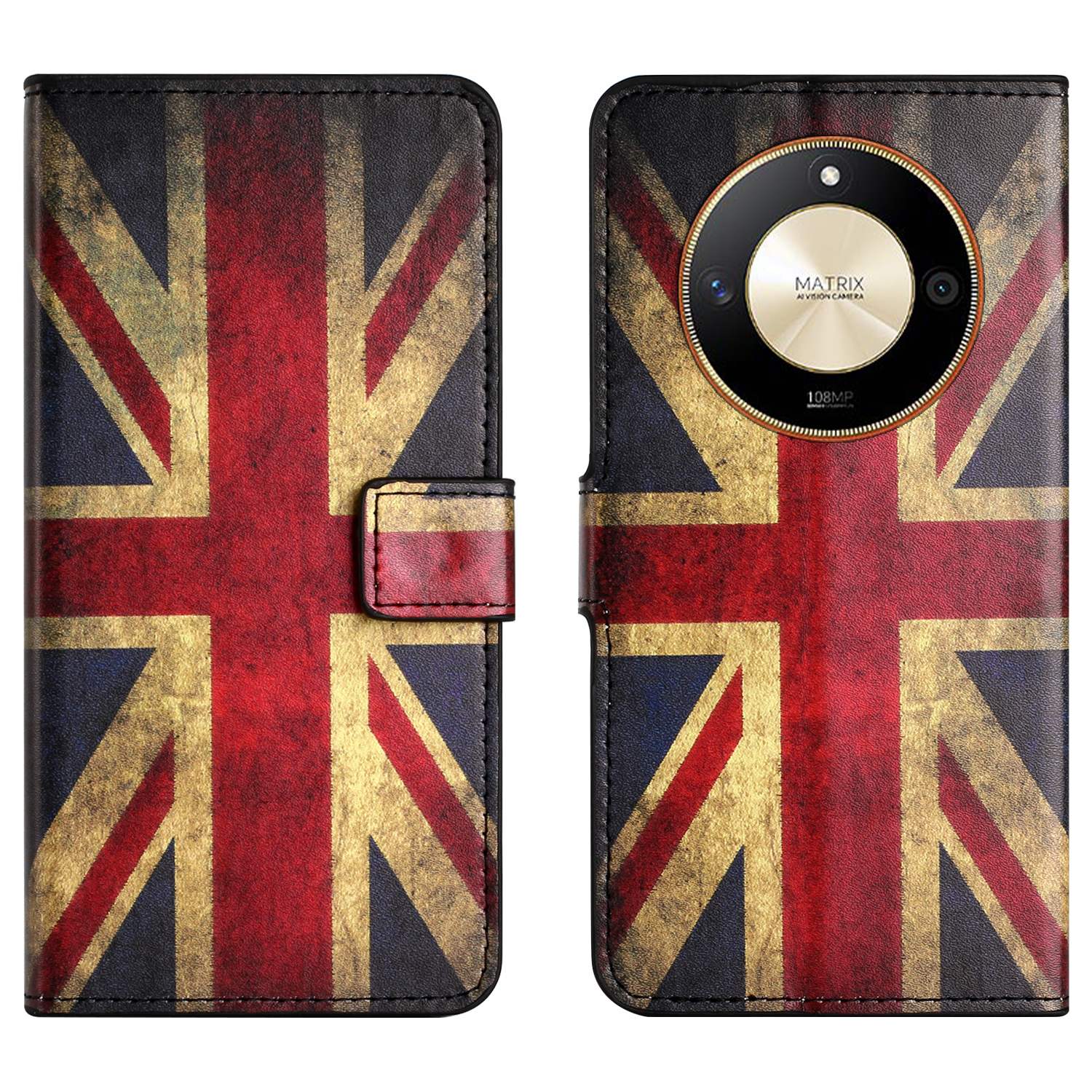

Für Ehren X50 PU Ledermuster Druckphase Hülle Ständer Flip Wallet Wallet Cover - Union Jack, Honor X50