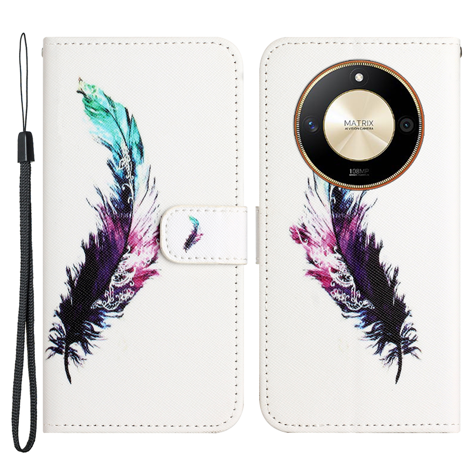 

PU Lederkreuztexturkoffer Für Honor X50, 3D -muster Druckbrieftasche Abdeckung Mit Riemen - Feder, Honor X50