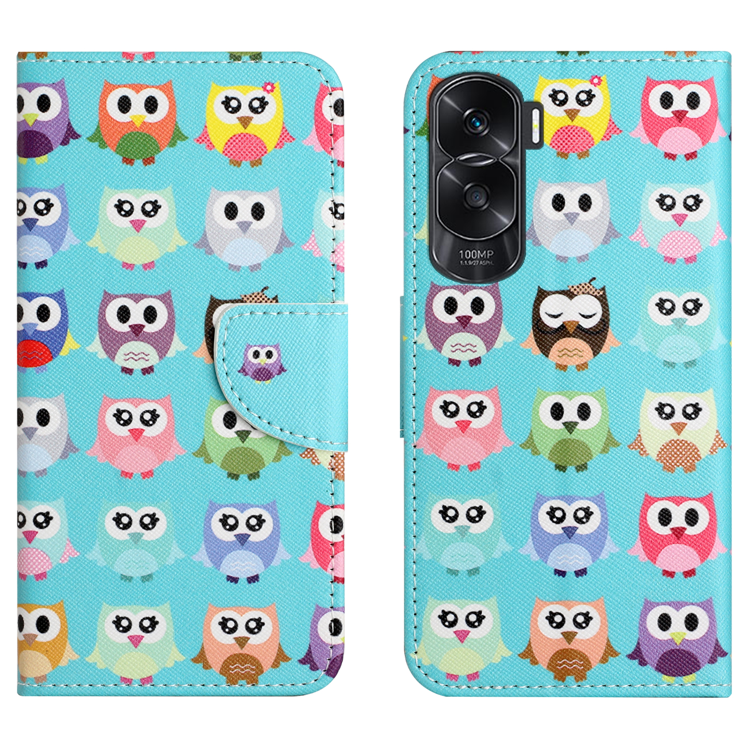 

Brieftasche Telefonkoffer Für Ehren 90 Lite 5G / X50i 5g, Musterdruck PU Leder Cross Textur Stand Cover - Eulen, Honor 90 Lite 5G