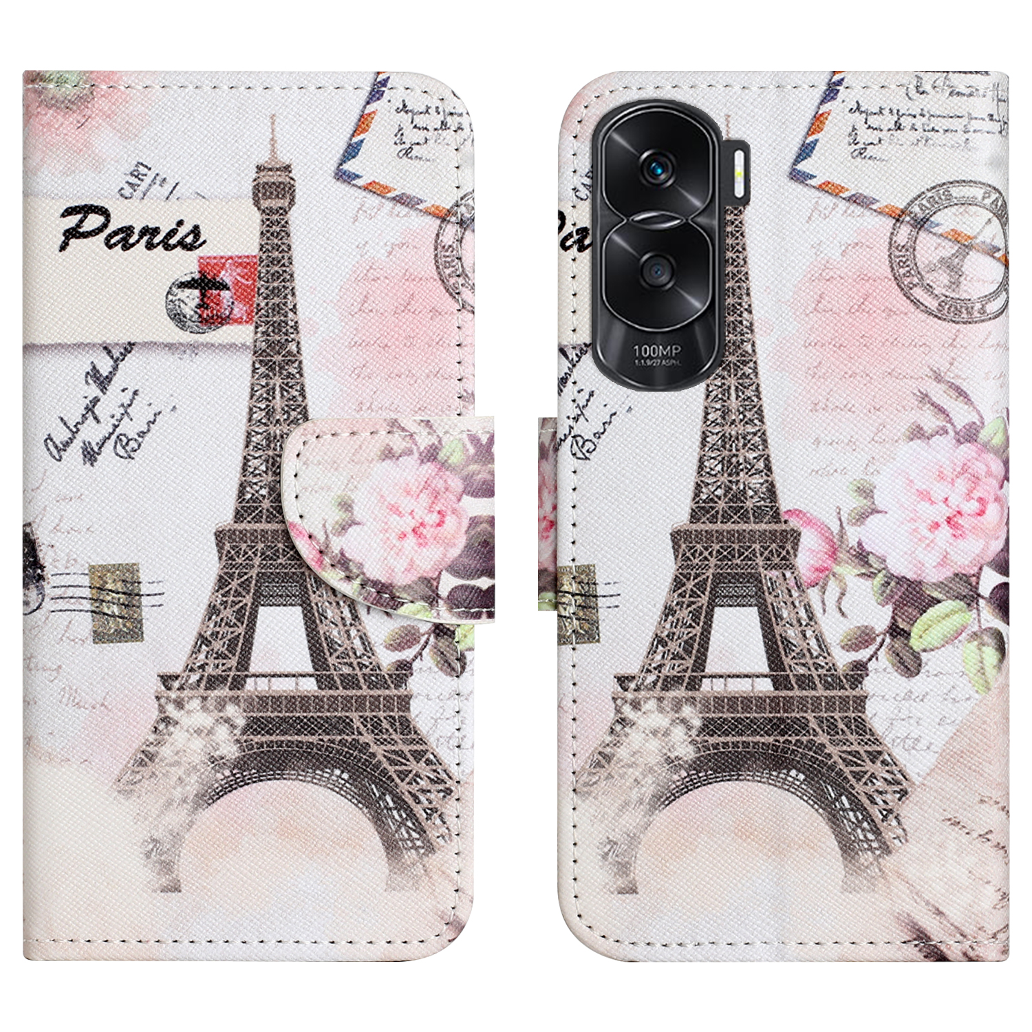 

Brieftasche Telefonkoffer Für Ehren 90 Lite 5G / X50i 5g, Musterdruck PU Leder Cross Textur Stand Cover - Turm, Honor 90 Lite 5G