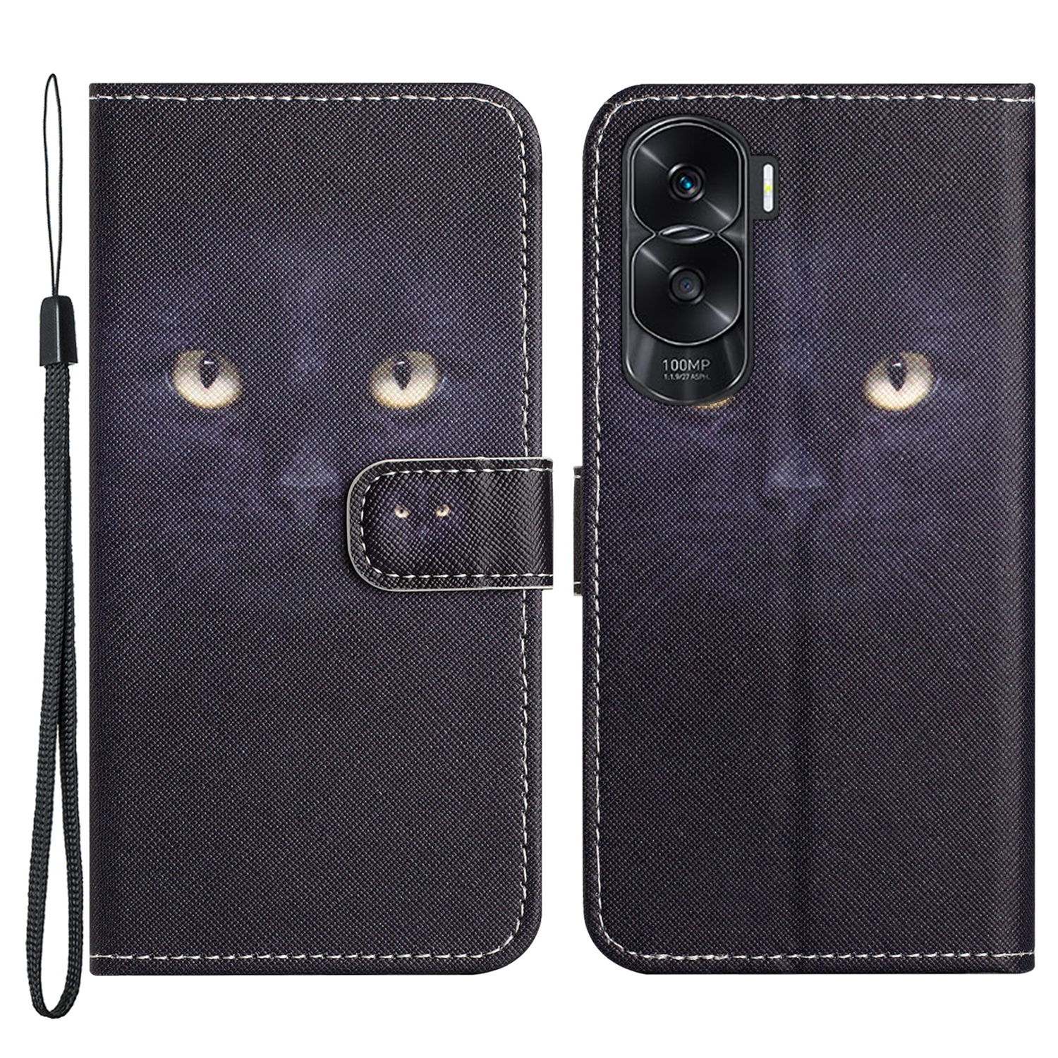 

3D -muster -druckbrieftasche Für Ehren 90 Lite 5G / X50i 5g, PU Lederkreuz Texturständer Cover - Katzenauge, Honor 90 Lite 5G