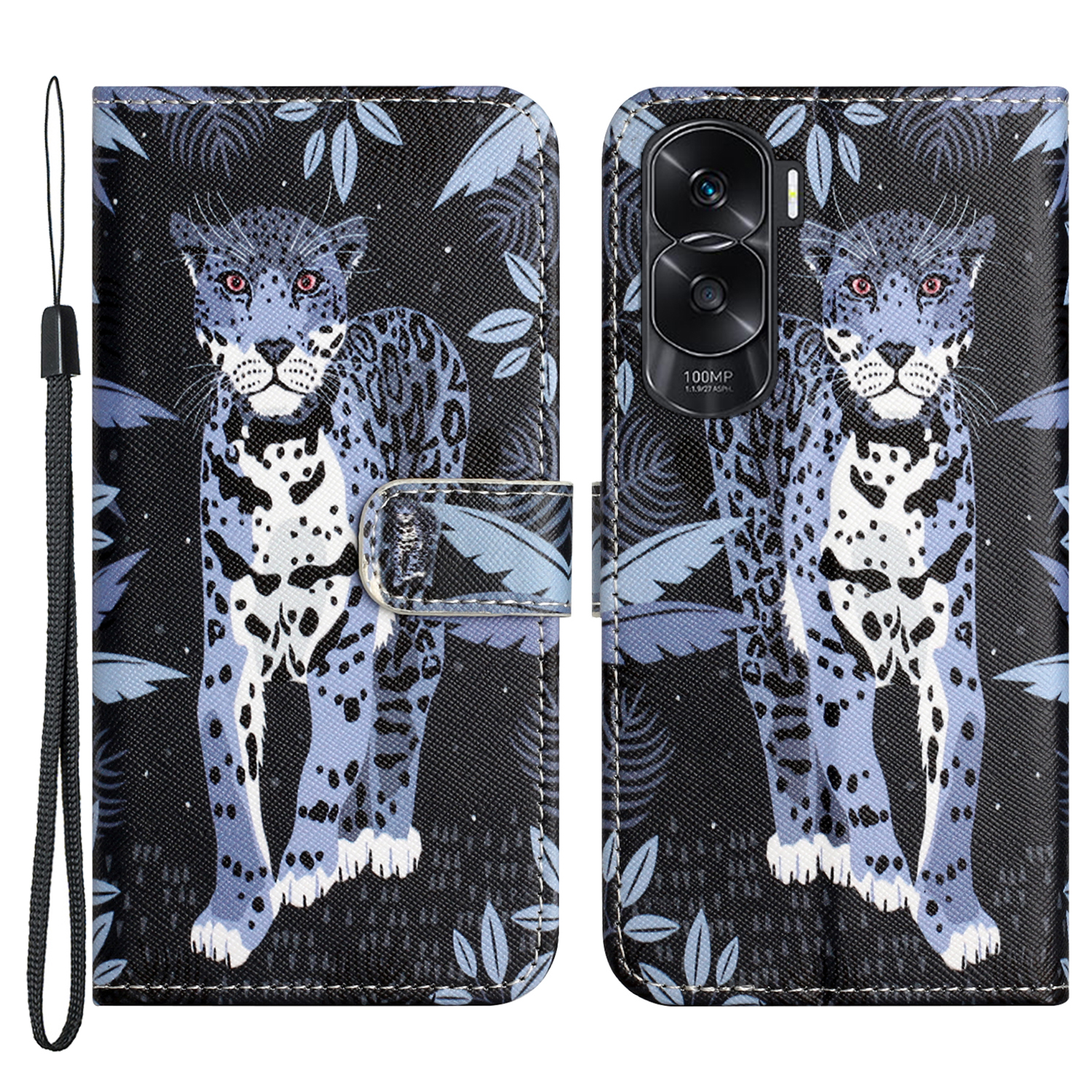 

3D -muster -druckbrieftasche Für Ehren 90 Lite 5G / X50i 5g, PU Lederkreuz Texturständer Cover - Leopard, Honor 90 Lite 5G