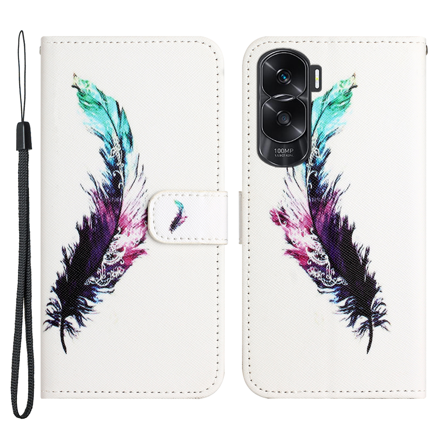 

3D -muster -druckbrieftasche Für Ehren 90 Lite 5G / X50i 5g, PU Lederkreuz Texturständer Cover - Feder, Honor 90 Lite 5G