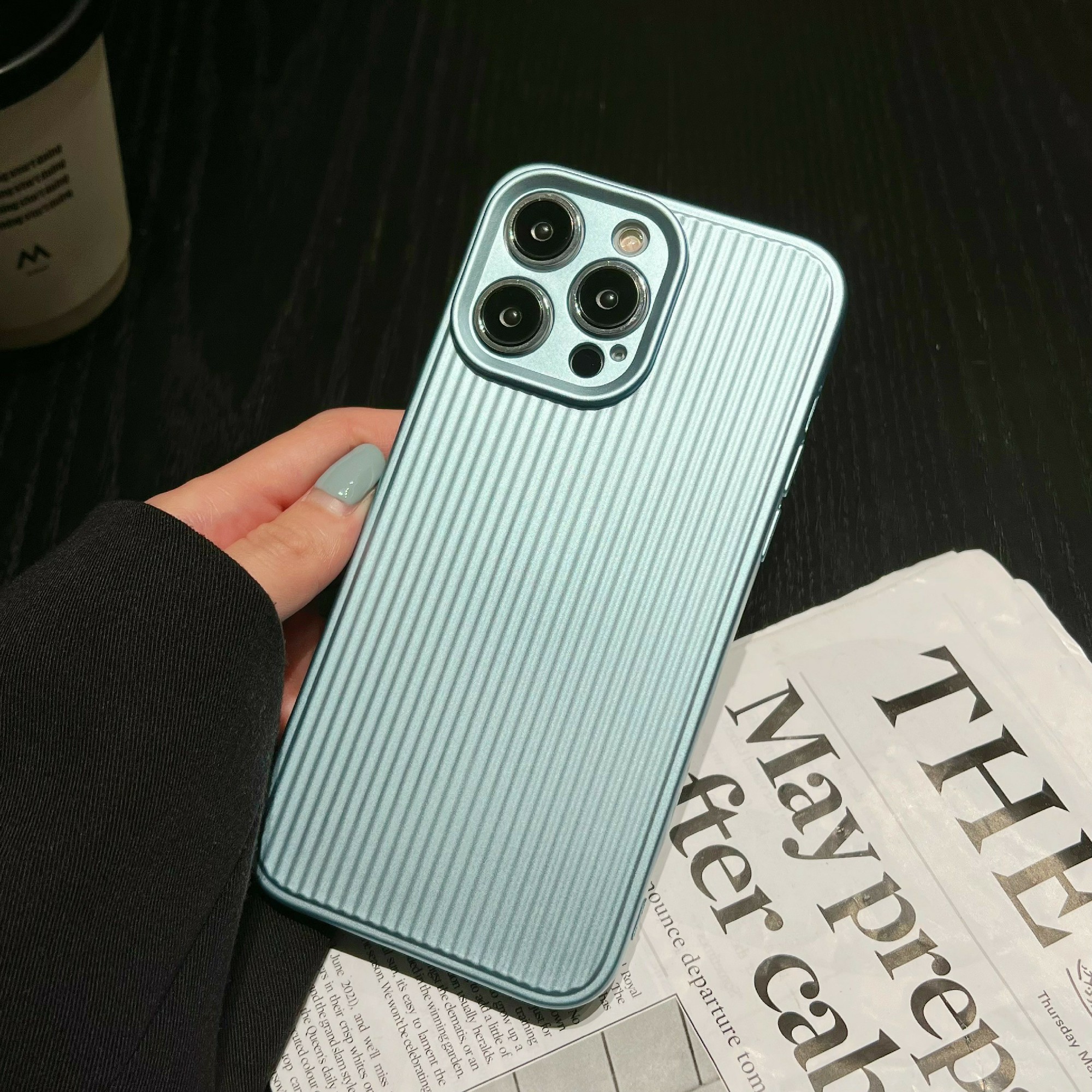 

Für Iphone 14 Pro Max -streifen Strukturierte Mobiltelefonabdeckung Elektroplierend Weiche TPU -hülle - Baby Blau, iPhone 14 Pro Max