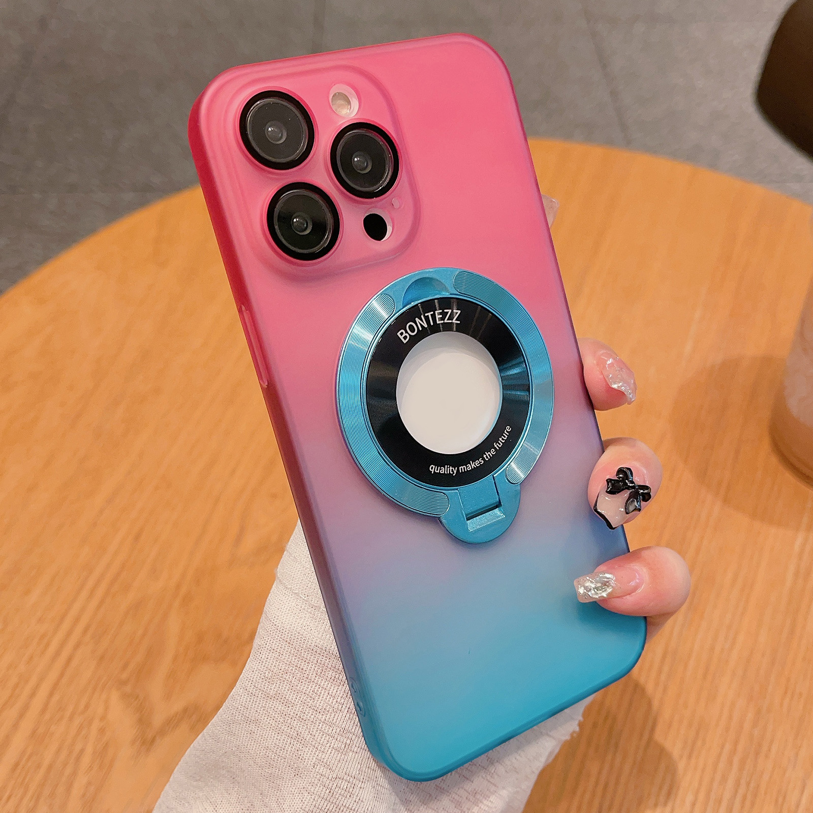 

Voero Gradient Color Hard PC -hülle Für Iphone 12 Pro, Kickstand -telefonabdeckung, Kompatibel Mit Magsafe - Pink Blau, iPhone 12 Pro