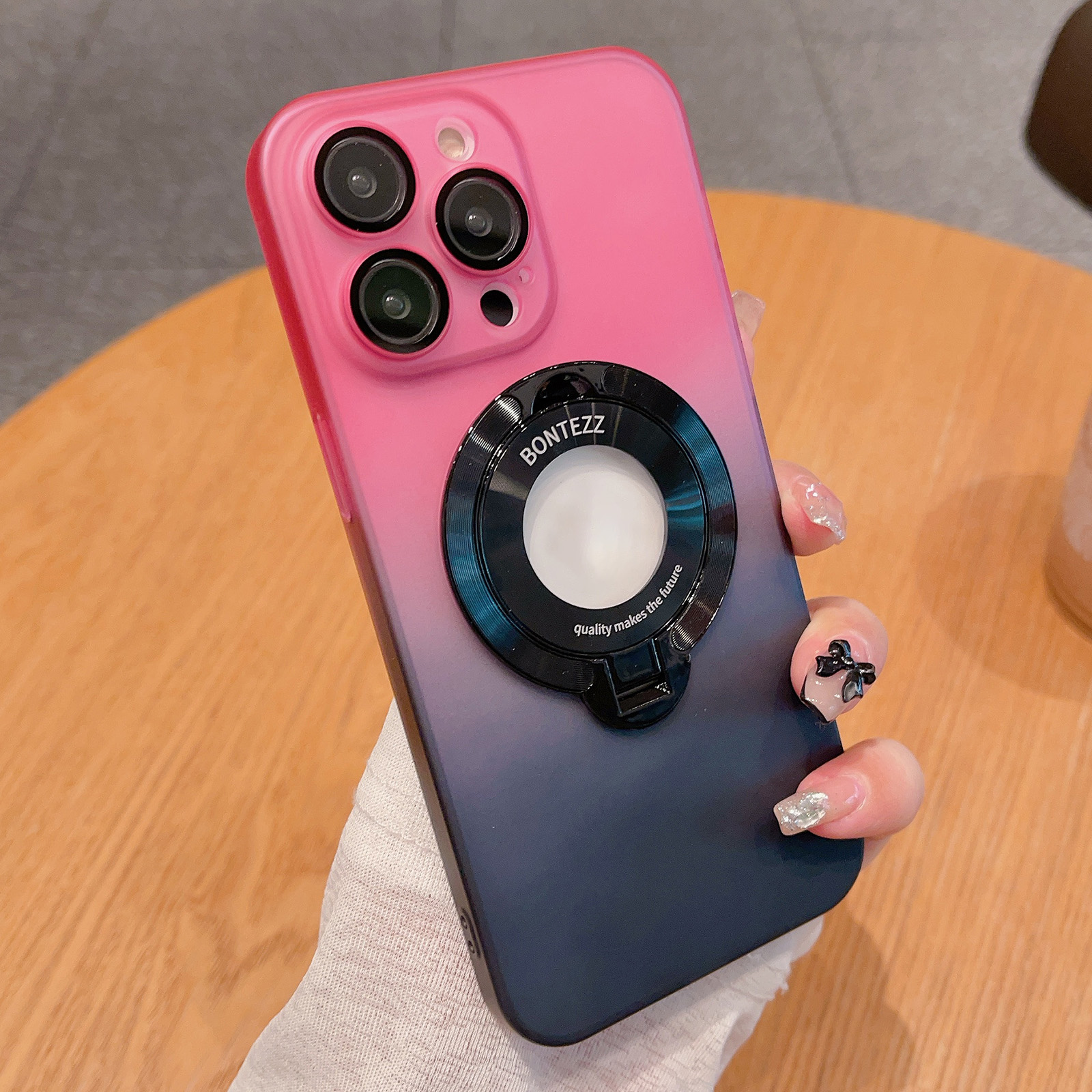 

Voero Gradient Color Hard PC -hülle Für Iphone 12 Pro, Kickstand -telefonabdeckung, Kompatibel Mit Magsafe - Pink Schwarz, iPhone 12 Pro