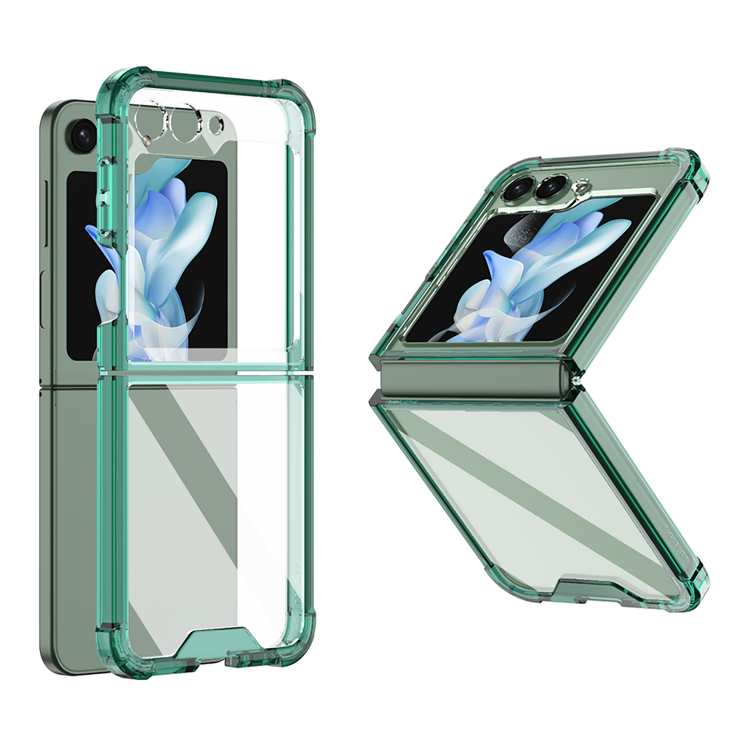 

GKK Für Samsung Galaxy Z Flip5 5G Clear Phone Case Soft TPU Airbag Anti-fall-abdeckung - Transparent Grün, Galaxy Z Flip5 5G