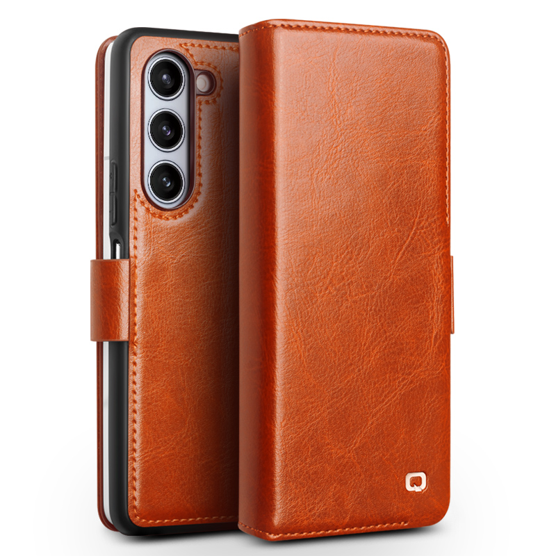 

Qialino Wallet Phone Hülle Für Samsung Galaxy Z Fold5 5G Tpu+echtes Kuhleder Folio Flip Cover - Hellbraun, Galaxy Z Fold5 5G