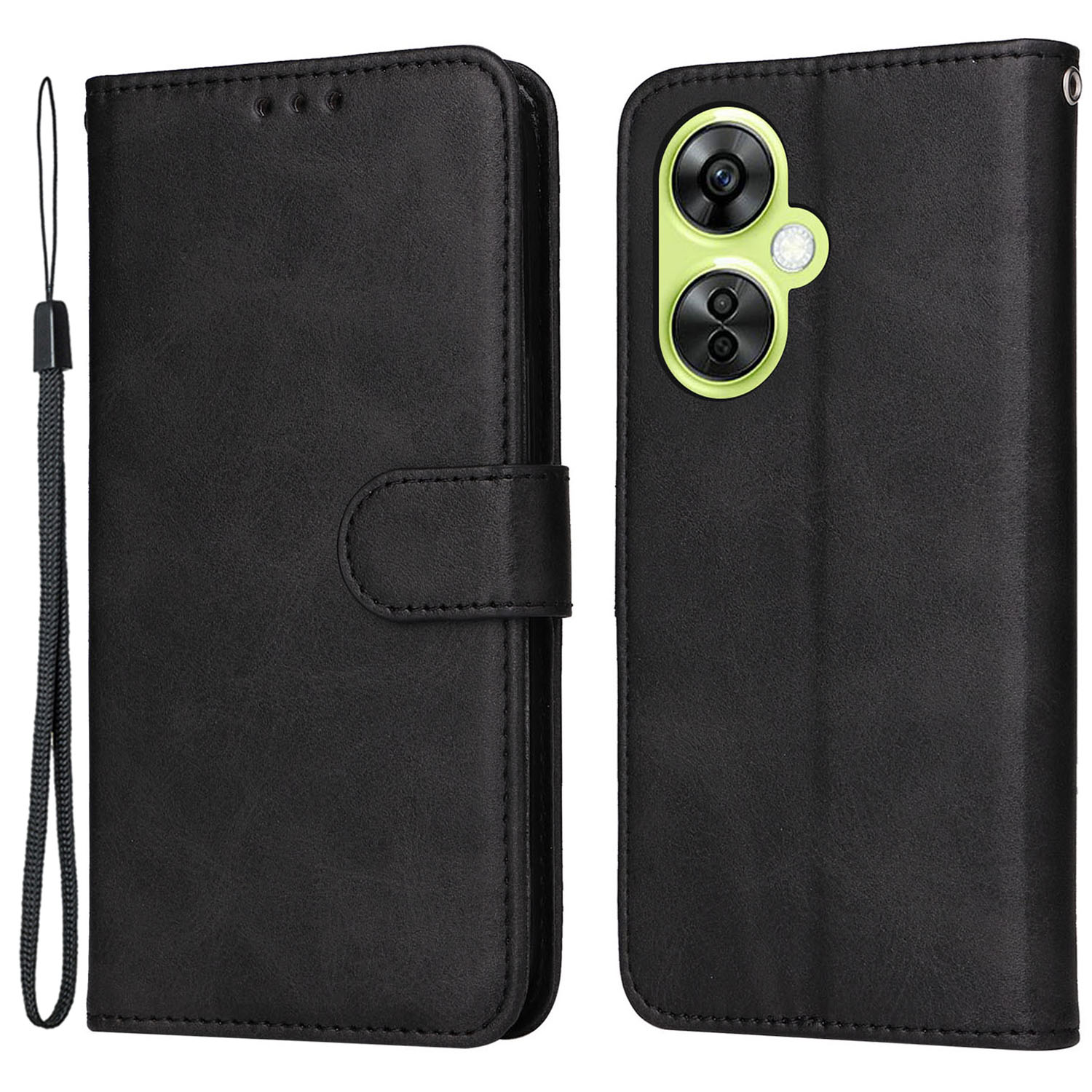 

Brieftaschenstandgehäuse Für OnePlus Nord CE 3 Lite 5G / N30 5g / Oppo K11x 5G PU Leder -kalb -textur -telefonabdeckung - Schwarz, OnePlus Nord CE 3 Lite 5G