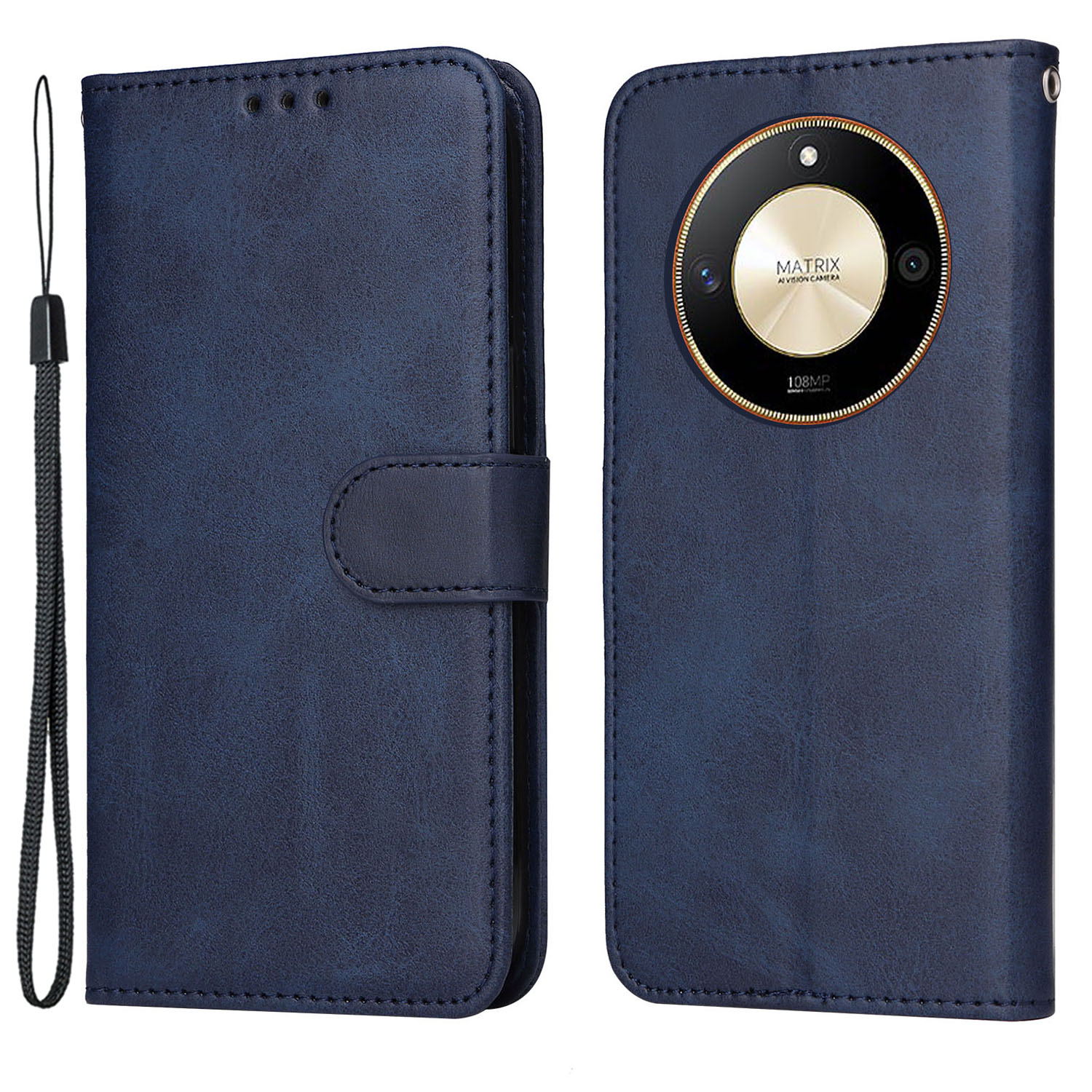 

Für Ehren X50 PU Leder Brieftasche Hülle Wade Textur Vollschutz Telefonabdeckung - Blau, Honor X50