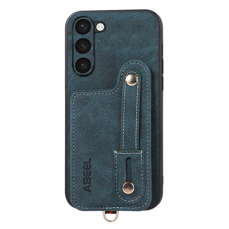 

ABEEL Style 03 Stance Cover Für Samsung Galaxy S23, Litchi Textur PU Leder+tpu+pc Rotierende Kartenhalter Telefonhülle - Blau, Galaxy S23