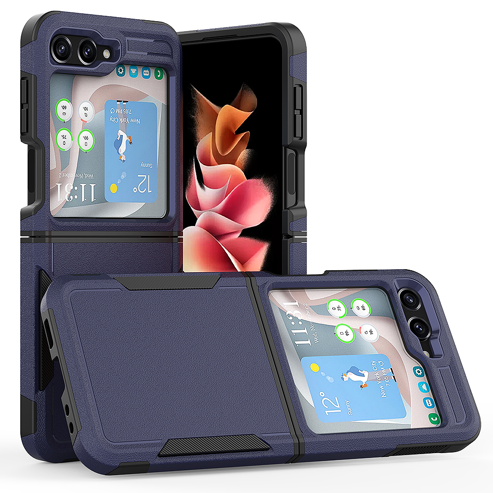 

Für Samsung Galaxy Z Flip5 5G Dual Layer Protection PC+TPU Deckung Anti-fall-telefonhülle - Dunkelblau, Galaxy Z Flip5 5G