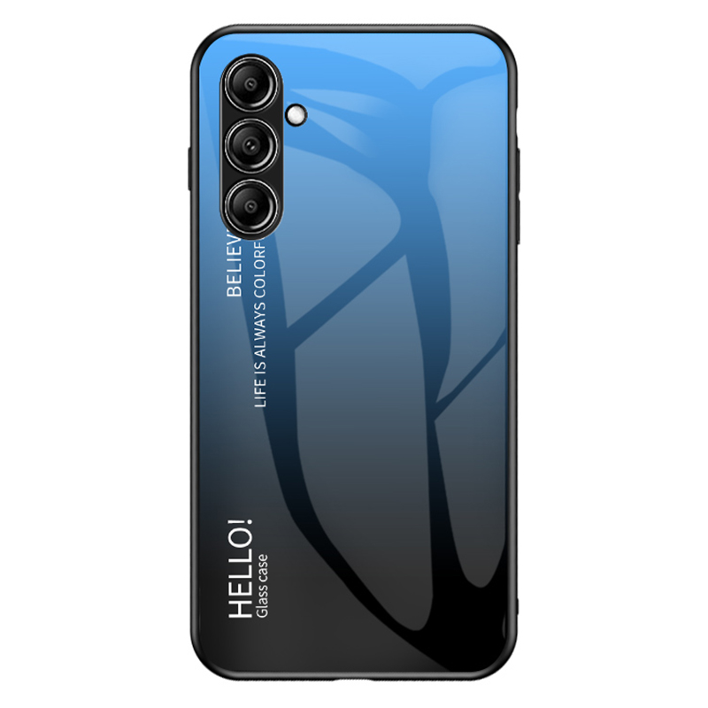 

Für Samsung Galaxy S23 fe Gradient Tempered Glass Case PC+TPU Schockdelie -telefonabdeckung - Gradientenblau Schwarz, Galaxy S23 FE