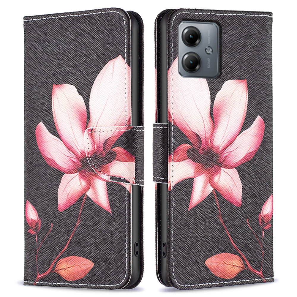 

Magnetische Brieftasche Hülle Für Motorola Moto G14 4g, PU -ledermuster -druckständer Telefonabdeckung - Lotus, Motorola Moto G14 4G