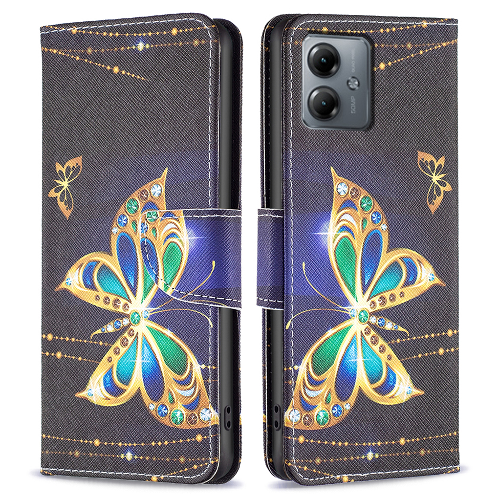 

Magnetische Brieftasche Hülle Für Motorola Moto G14 4g, PU -ledermuster -druckständer Telefonabdeckung - Schmuck Schmetterling, Motorola Moto G14 4G