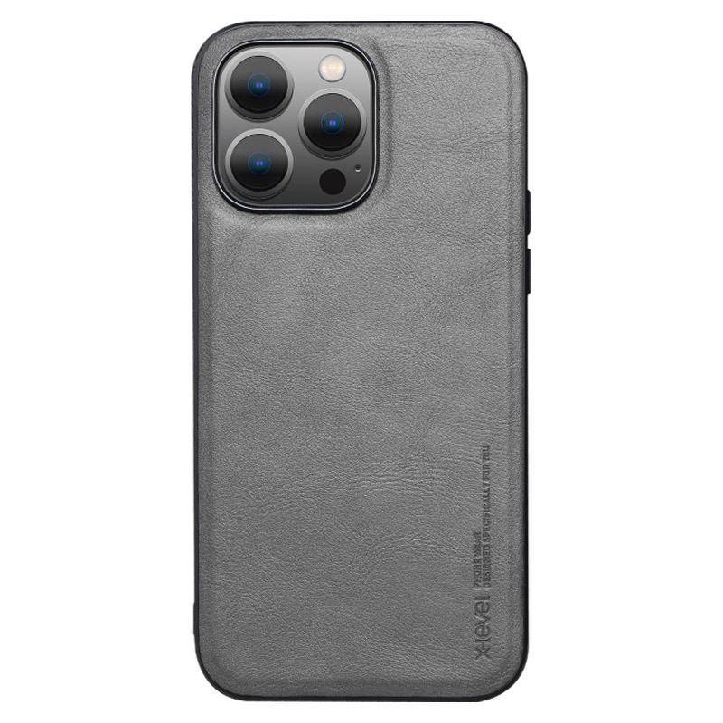 

X-level Bojue-3-serie Für Iphone 15 Pro PU Lederbeschichtete Tpu-abdeckung Anti-drop-telefonhülle - Grau, iPhone 15 Pro