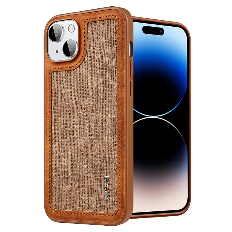 

X-level Für Das Iphone 15 Leitungsspleißen Anti-schlupf-abdeckung Pu-lederbeschichtete Tpu-kee-resistente Telefonhülle - Braun, iPhone 15