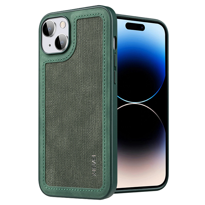 

X-level Für Das Iphone 15 Leitungsspleißen Anti-schlupf-abdeckung Pu-lederbeschichtete Tpu-kee-resistente Telefonhülle - Grün, iPhone 15