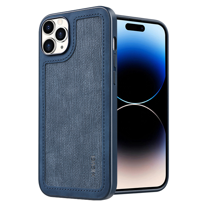 

X-level Für Iphone 15 Pro Line Spleißen Schutzschutz PU Leder + TPU Schockdes Telefonhülle - Dunkelblau, iPhone 15 Pro
