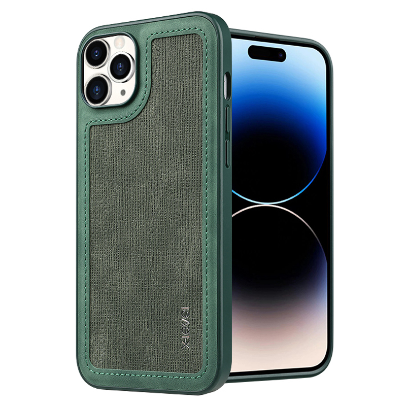 

X-level Für Iphone 15 Pro Max Line Spleißen Rückdecke Anti-kratzer Pu-lederbeschichtete Tpu-telefonhülle - Grün, iPhone 15 Pro Max