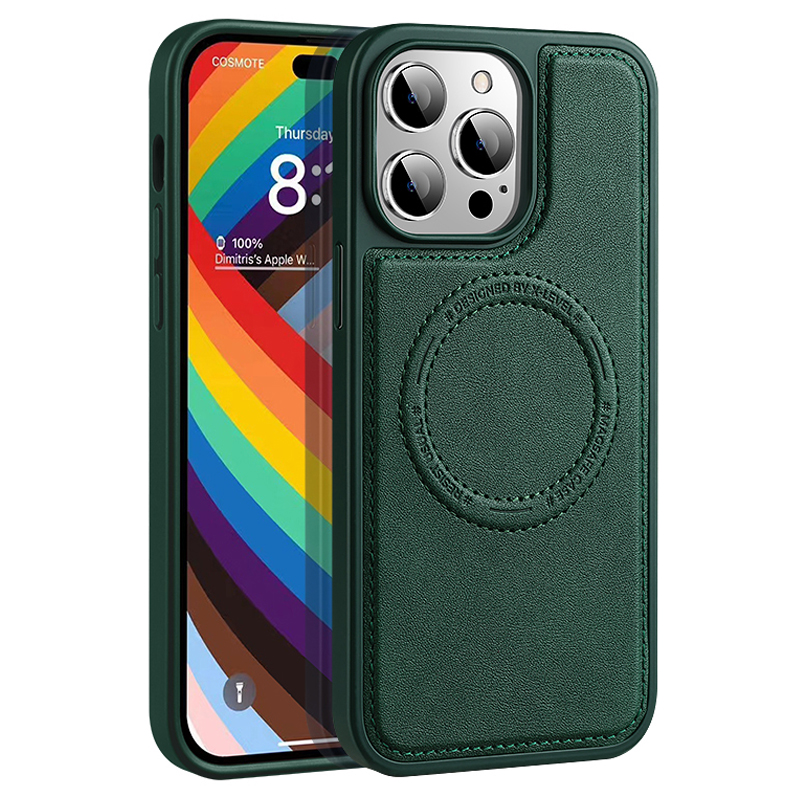 

X-level Für Iphone 15 Pro Max Max Schutzhülle Pu-lederbeschichtete TPU+PC Magnetic Deckung - Mitternacht Grün, iPhone 15 Pro Max