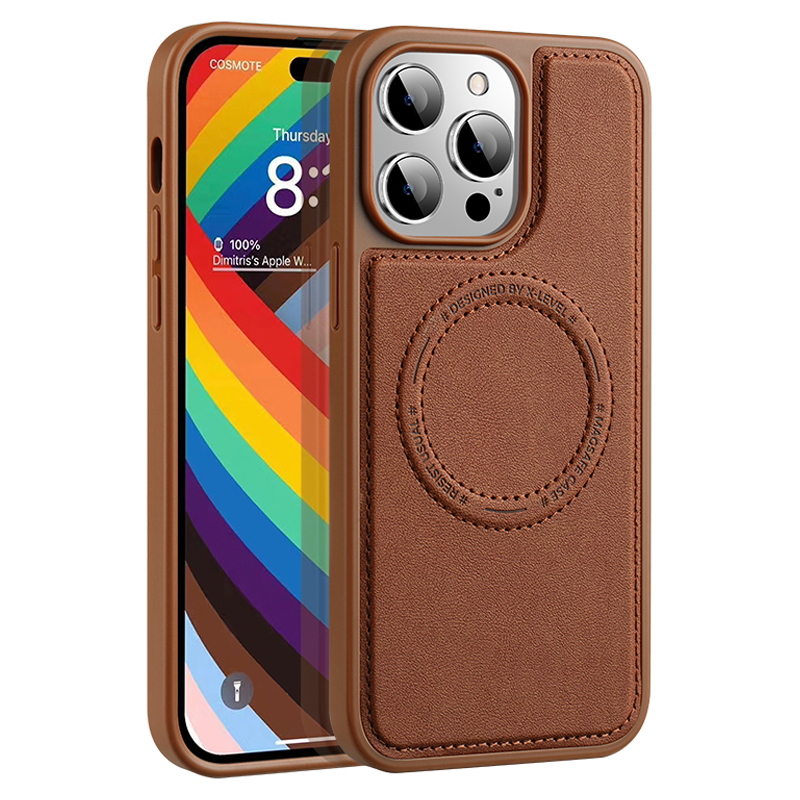 

X-level Für Iphone 15 Pro Max Max Schutzhülle Pu-lederbeschichtete TPU+PC Magnetic Deckung - Braun, iPhone 15 Pro Max