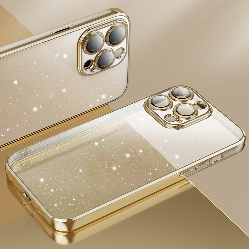 

X-level Für Iphone 15 Pro Max Back Case Glitter Pulver Anti-kratzer Transparenter Tpu-telefonabdeckung - Gold, iPhone 15 Pro Max