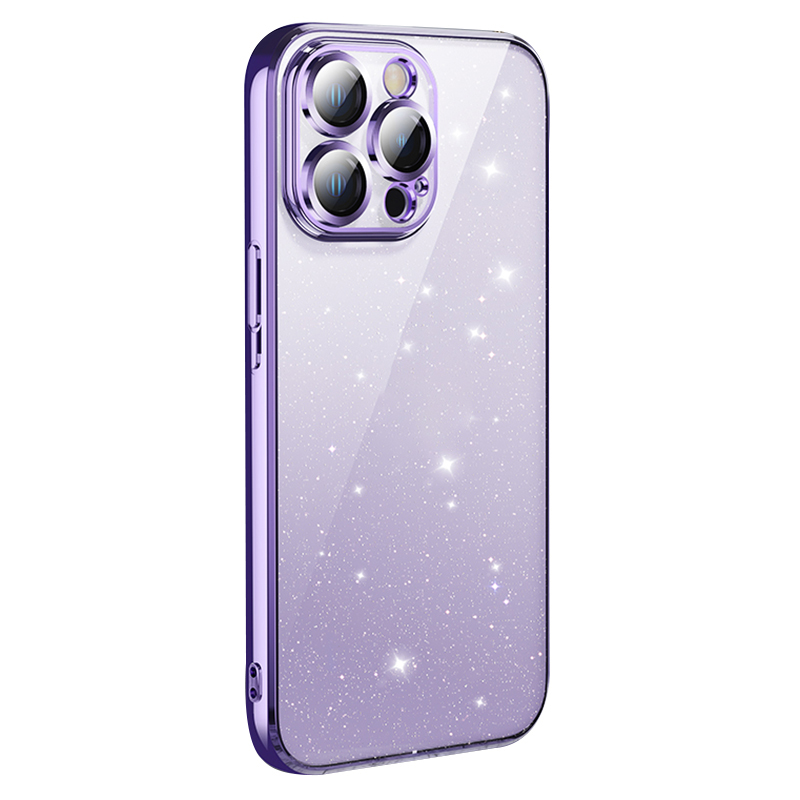 

X-level Für Iphone 15 Pro Transparent Back Case Glitter Pulver Anti-kratzer-tpu-telefonabdeckung - Lila, iPhone 15 Pro