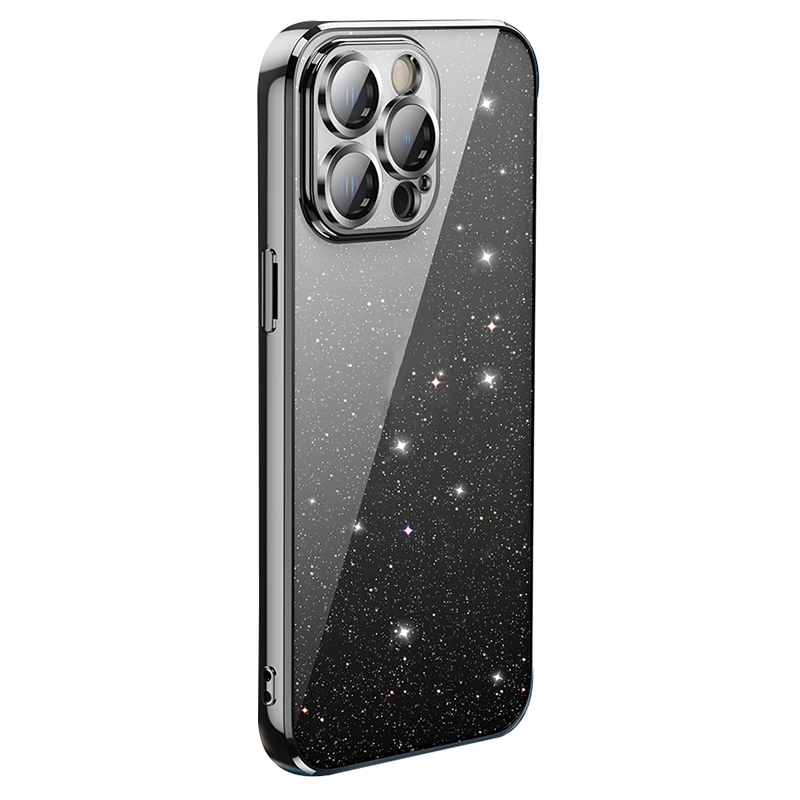 

X-level Für Iphone 15 Back Case Drop-resistant Glitter Pulver Transparent Tpu-telefonabdeckung - Schwarz, iPhone 15
