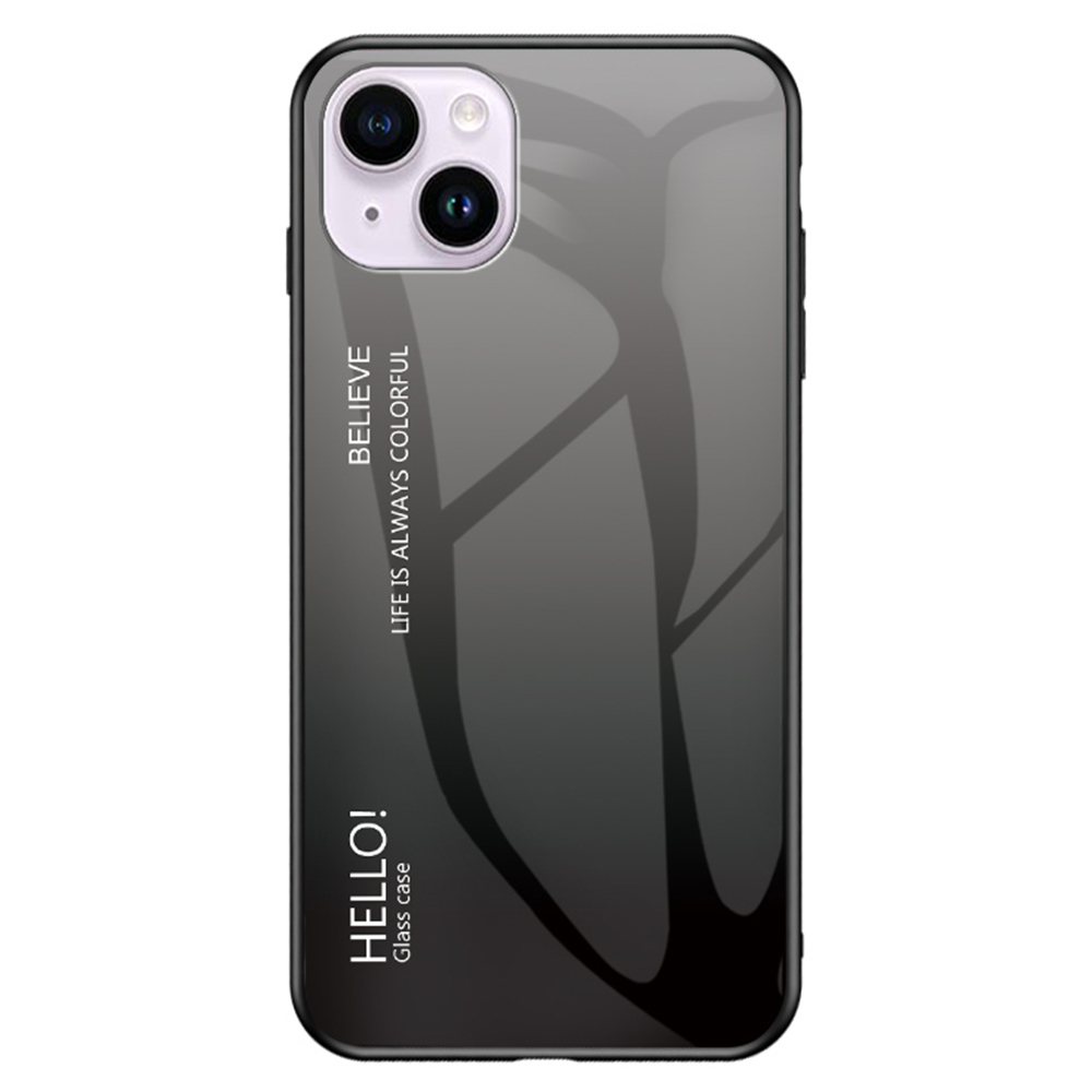 

Für Das Iphone 15 Plus -gradientenfarbe Phone Hülle Temperierte Glas+pc+tpu Schockdcoverabdeckung - Gradienten Schwarz Grau, iPhone 15 Plus