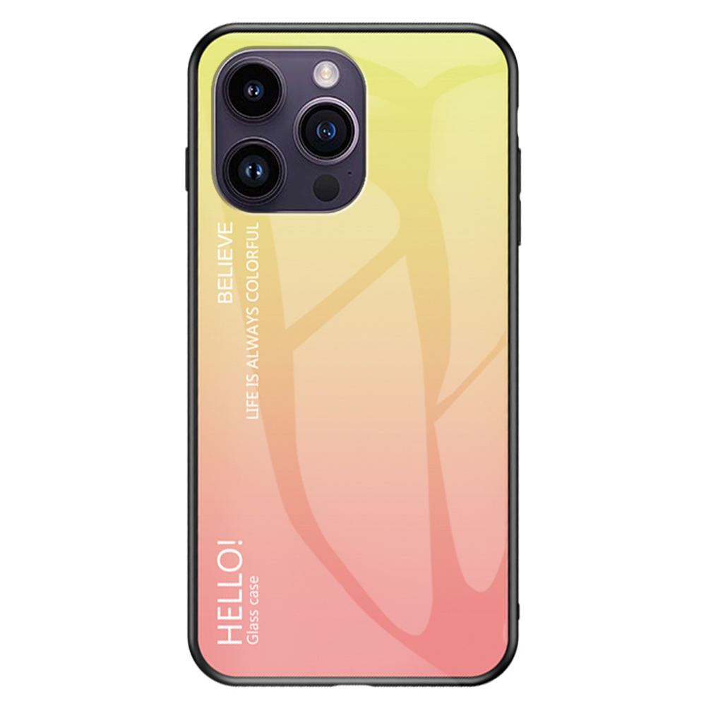

Für Das Iphone 15 Pro Max Gradient Temperierte Glas Hülle PC+TPU Anti-drop-telefonabdeckung - Gradientengelb, iPhone 15 Pro Max