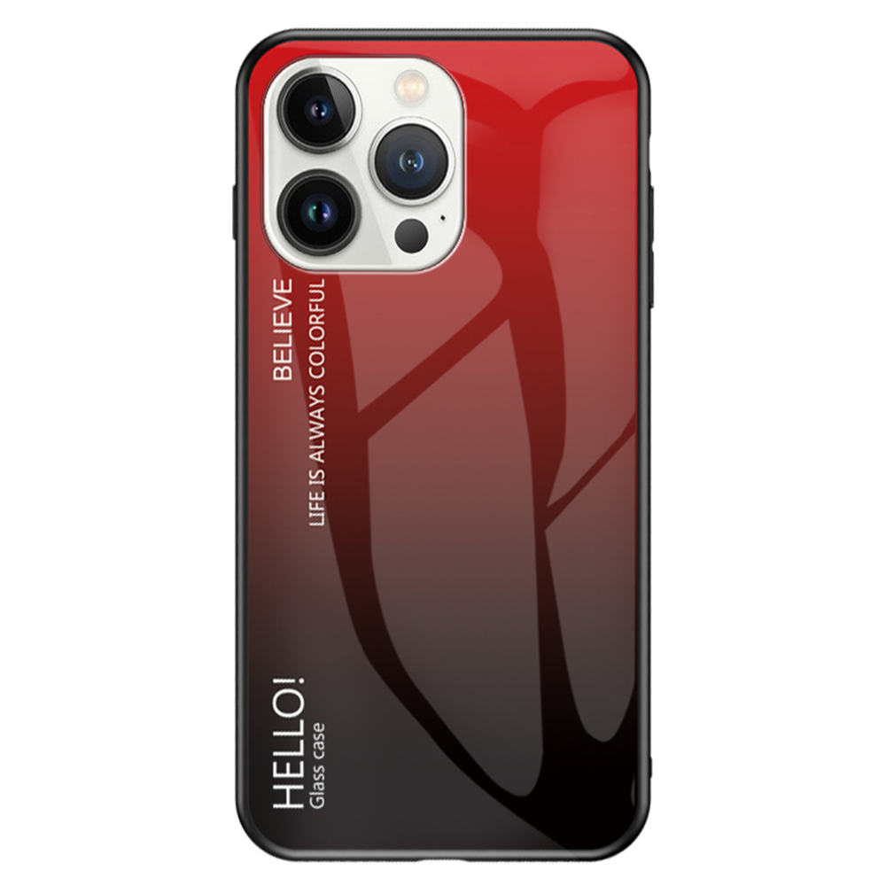 

Für Das Iphone 15 Pro Temperierte Glas Zurück -abdeckung PC+TPU -gradientenfarbe Design Telefonhülle - Gradient Rot Schwarz, iPhone 15 Pro
