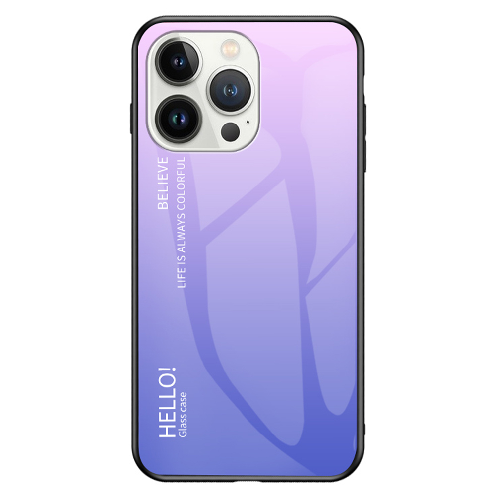 

Für Das Iphone 15 Pro Temperierte Glas Zurück -abdeckung PC+TPU -gradientenfarbe Design Telefonhülle - Gradient Pink Purpur, iPhone 15 Pro
