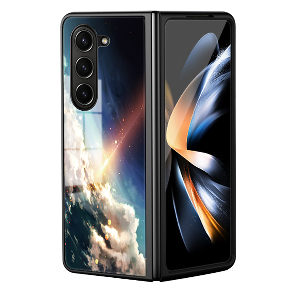 

Für Samsung Galaxy Z Fold5 5G Starry Sky Muster Abdeckung Temperiertes Glas+pc+tpu Hybridschale Telefonabdeckung - Heller Sternenhimmel, Galaxy Z Fold5 5G