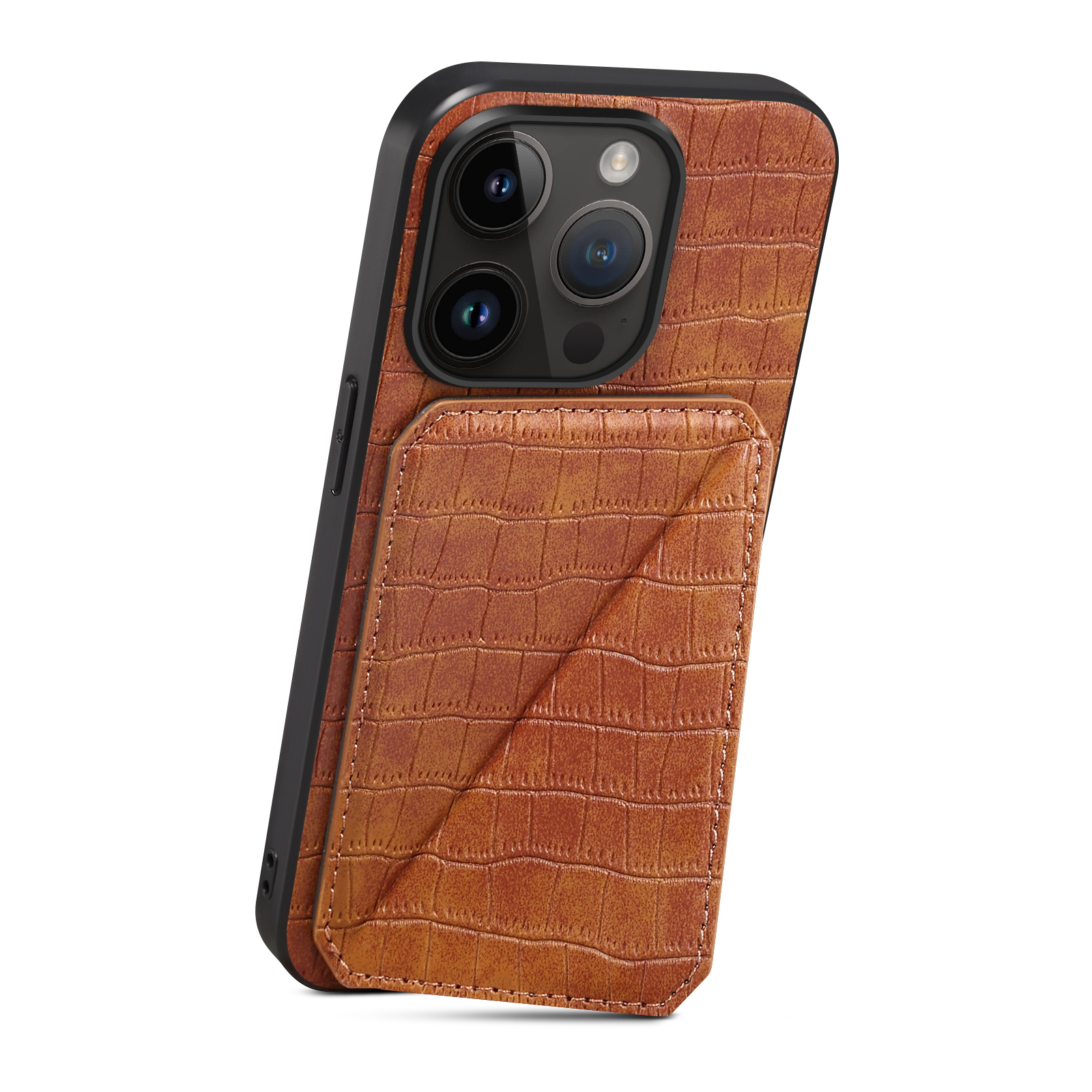 

Für Das Iphone 11 Pro Max PC+TPU+PU Leder Telefon Schutzhülle Crocodile Texture Card Ständer Cover - Braun, iPhone 11 Pro Max