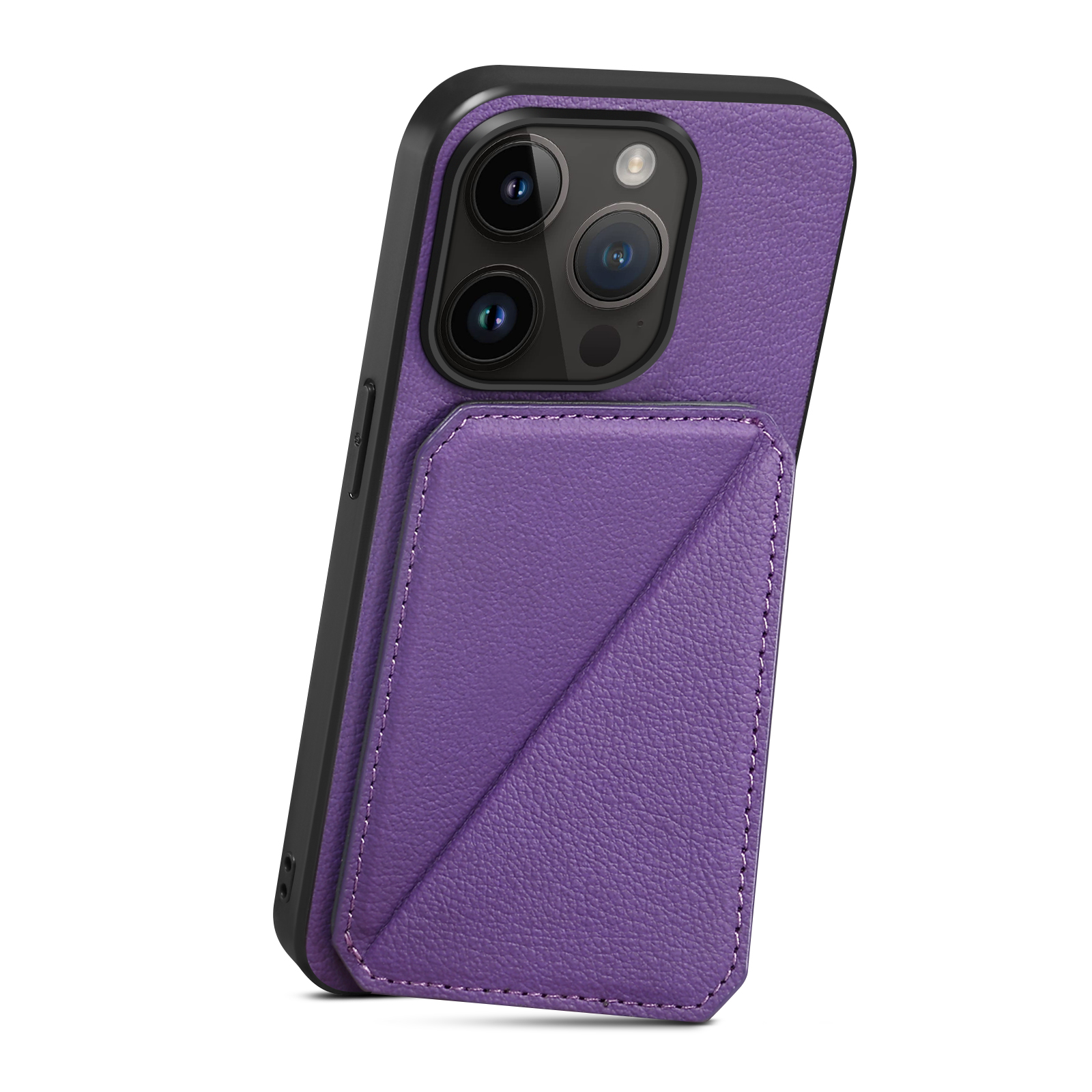 

PC+TPU+PU -telefon Hülle Für Iphone 11 Pro Max Calf Texture Card Slot Kickstand Telefonabdeckung - Lila, iPhone 11 Pro Max