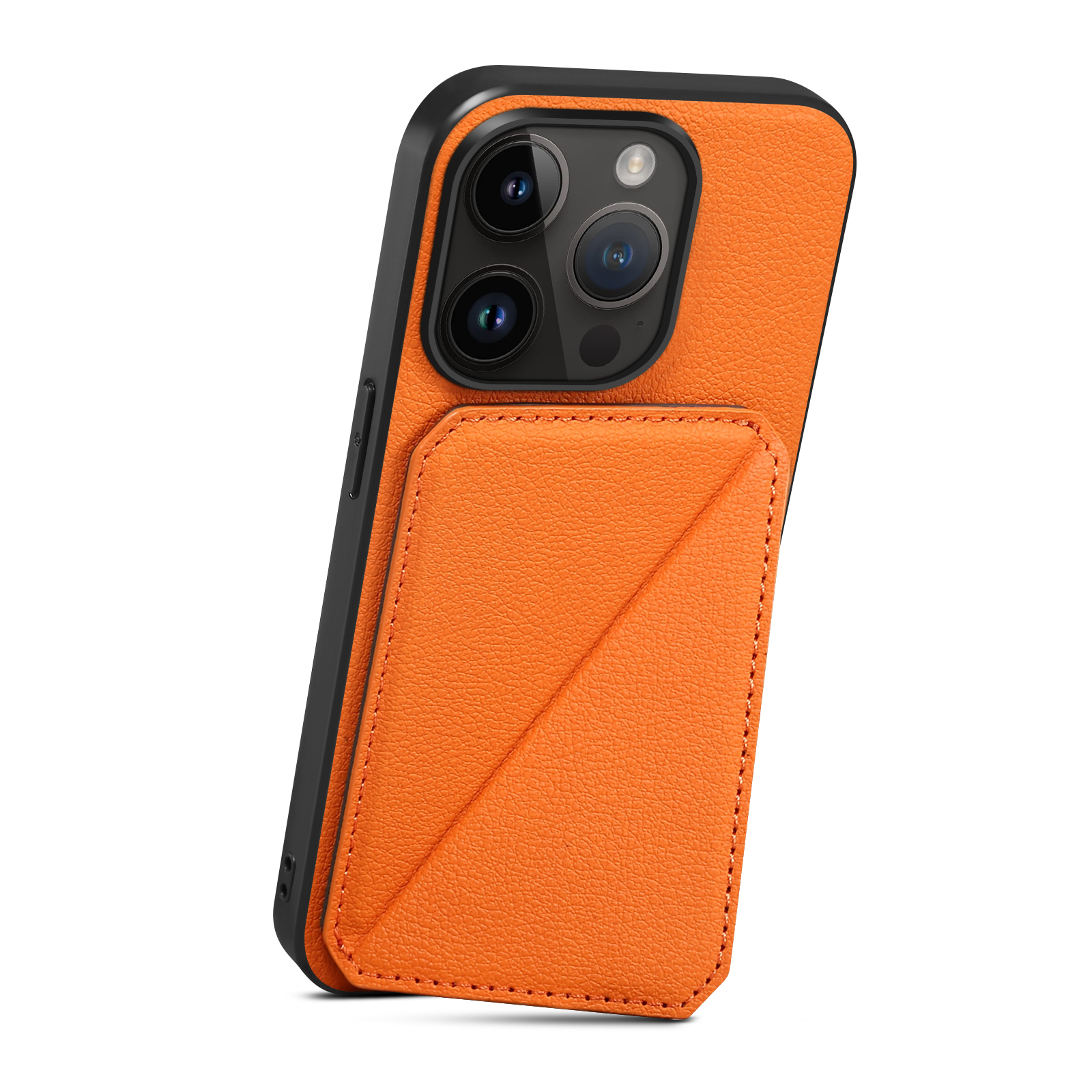 

Kickstand -karten -slot -telefonhülle Für Iphone 11 Pro Schockfeste Kälbertextur PU+PC+TPU -telefon Shell - Orange, iPhone 11 Pro