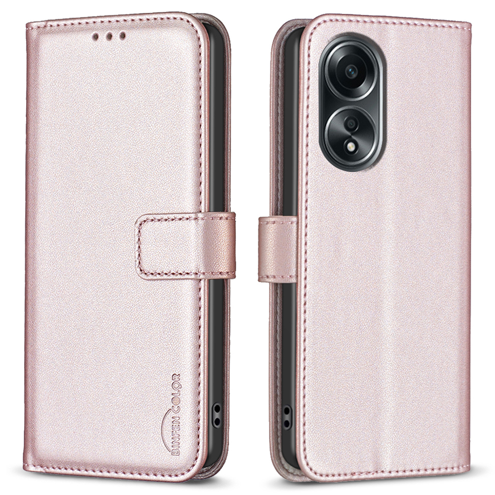 

Binfen Farbe BF17 Leder Brieftasche Für Oppo A58 4g / A98 5g, Standmagnetschütze Schutzhelfer - Roségold, Oppo A58 4G
