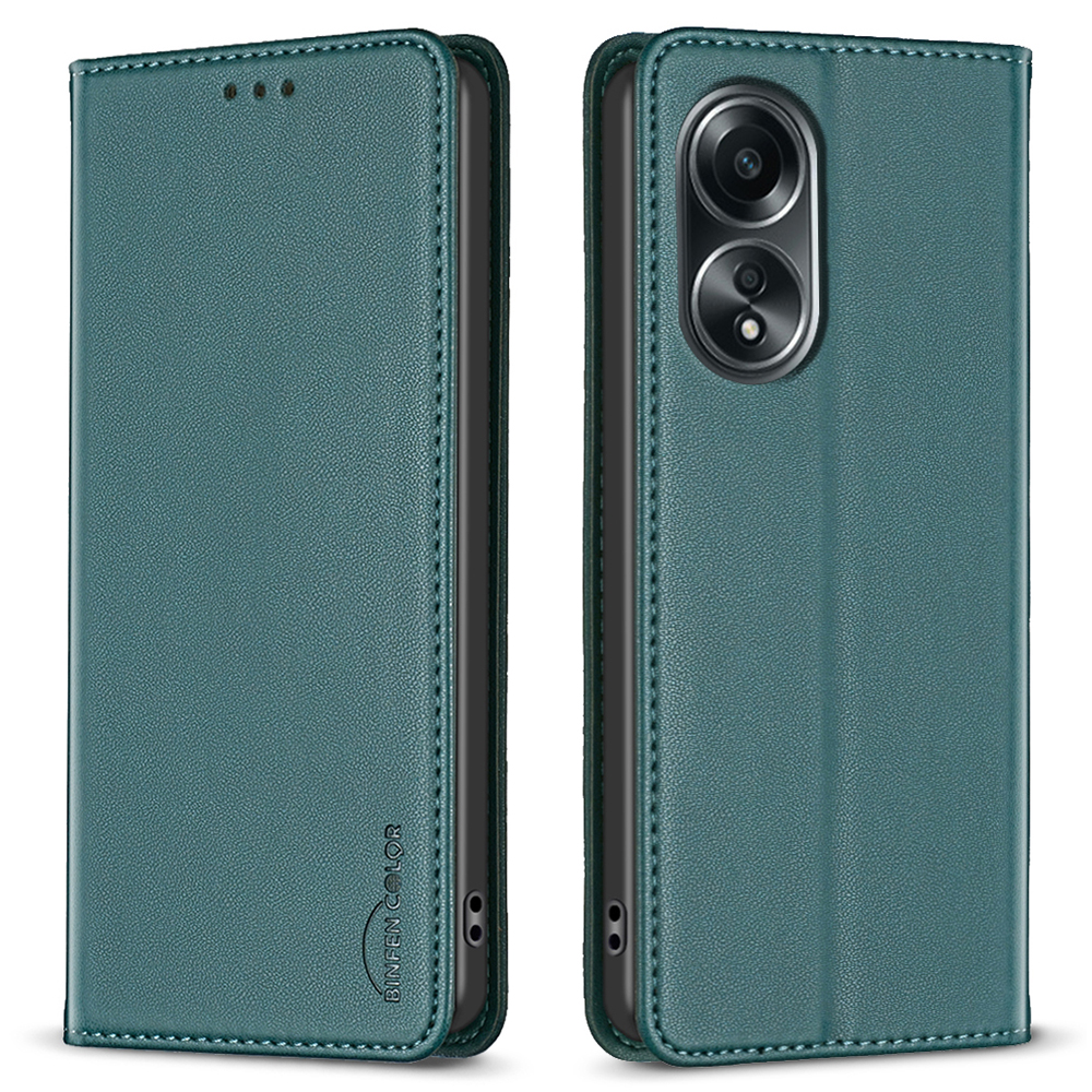

Binfen Farbe BF18 Für Oppo A58 4G / A98 5G Faltbarer Ständer Leder Cover Phone Haufen Kartenhalter Shell - Grün, Oppo A58 4G
