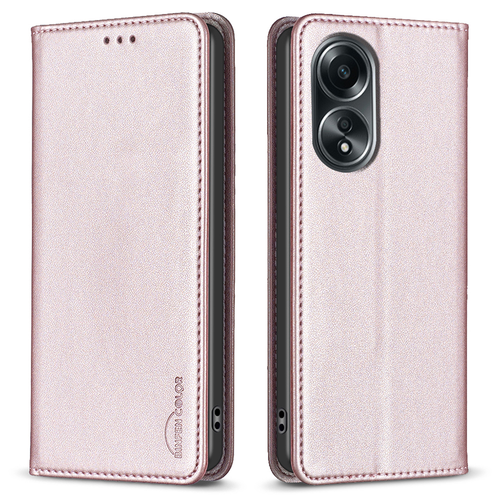 

Binfen Farbe BF18 Für Oppo A58 4G / A98 5G Faltbarer Ständer Leder Cover Phone Haufen Kartenhalter Shell - Roségold, Oppo A58 4G