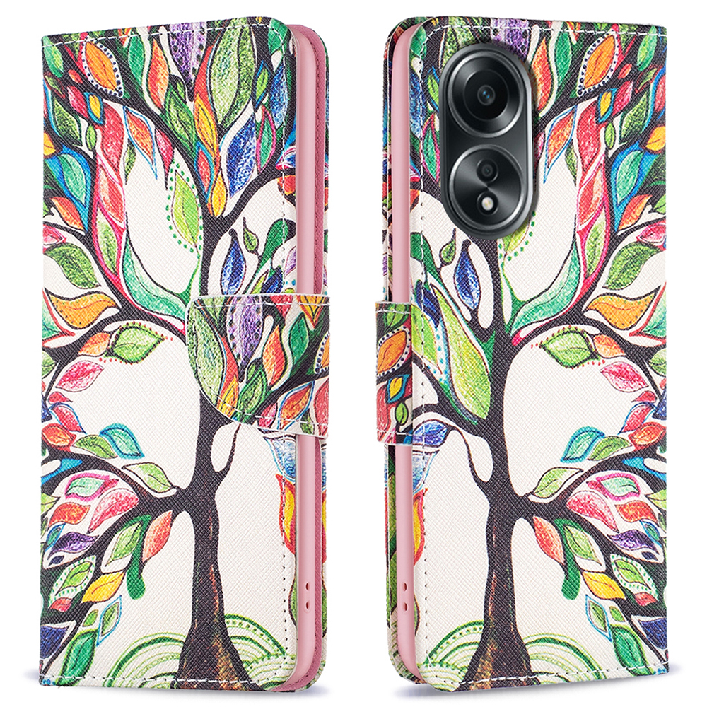 

Brieftasche Telefonkoffer Für Oppo A58 4G / A98 5G Standmuster Druck PU Leder Flip Phone Deckung - Lebensbaum, Oppo A58 4G