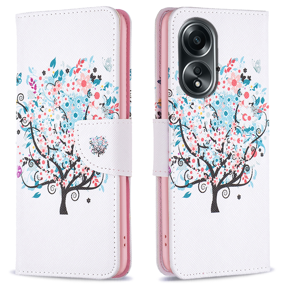 

Brieftasche Telefonkoffer Für Oppo A58 4G / A98 5G Standmuster Druck PU Leder Flip Phone Deckung - Blumenbaum, Oppo A58 4G