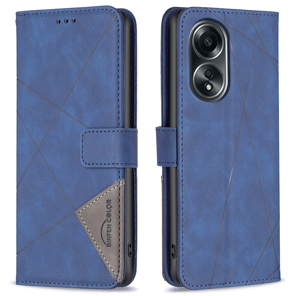 

Binfen Farbe BF05 Für Oppo A58 4G / A98 5G Eingeprägte Anti-fall-telefonhülle Lederständer Brieftasche Abdeckung - Blau, Oppo A58 4G