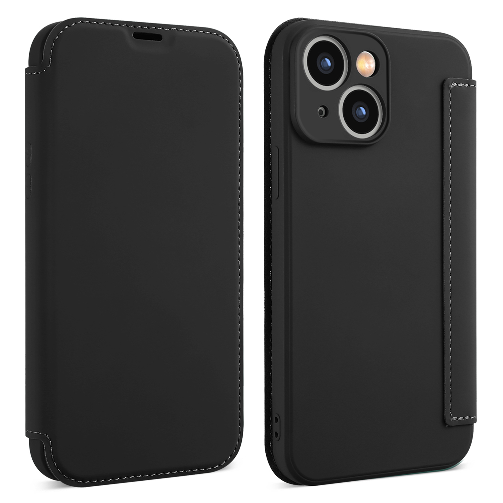 

Für Das Iphone 15 Kartenhalter Kickstand Flüssiger Silikon-beule-proof-schutzhülle Skin-touch-telefonabdeckung - Schwarz, iPhone 15