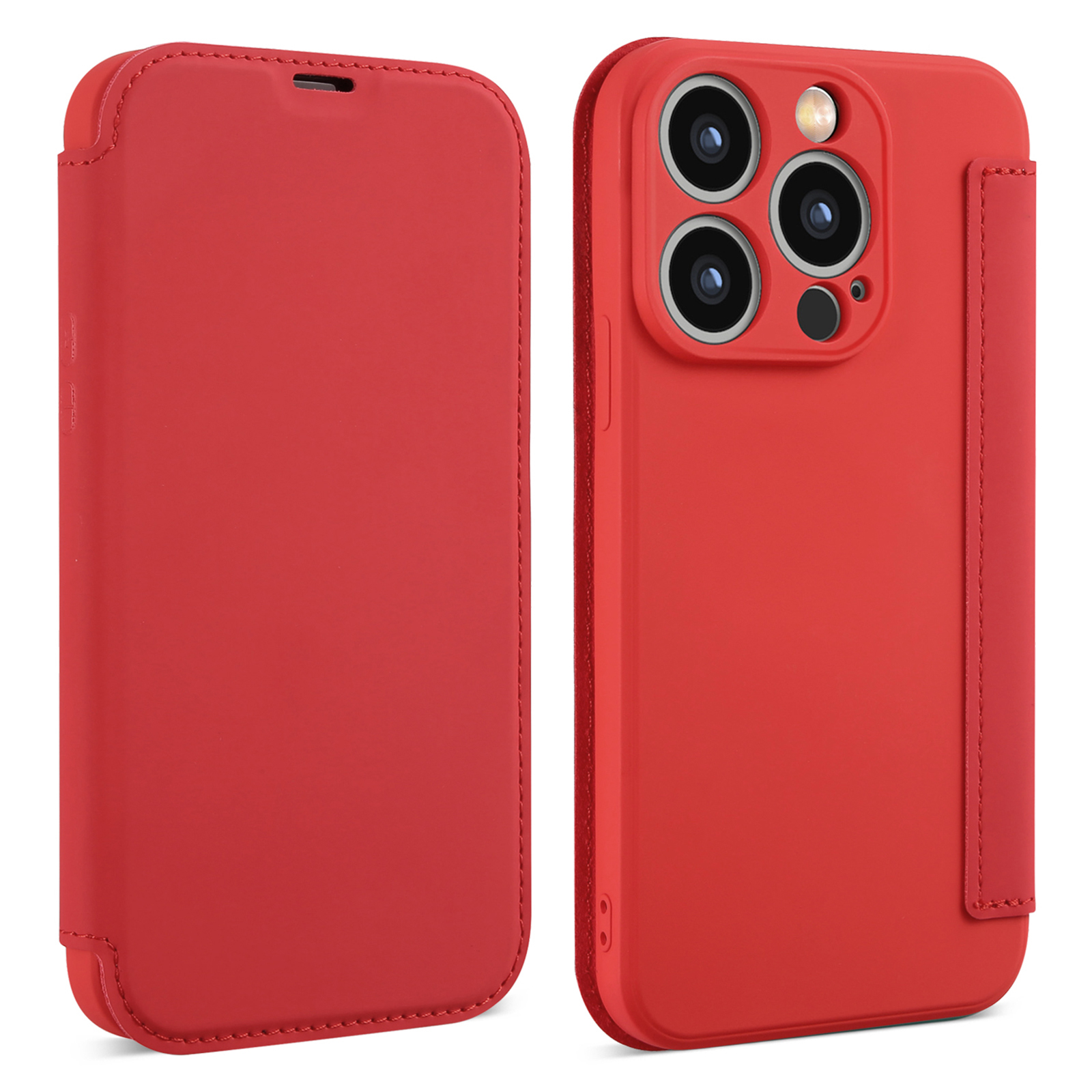 

Skin-touch-telefonabdeckung Für Iphone 15 Pro Max, Stoßdämpfer Kartenhalter Flüssige Silikon-kickständer Hülle - Rot, iPhone 15 Pro Max
