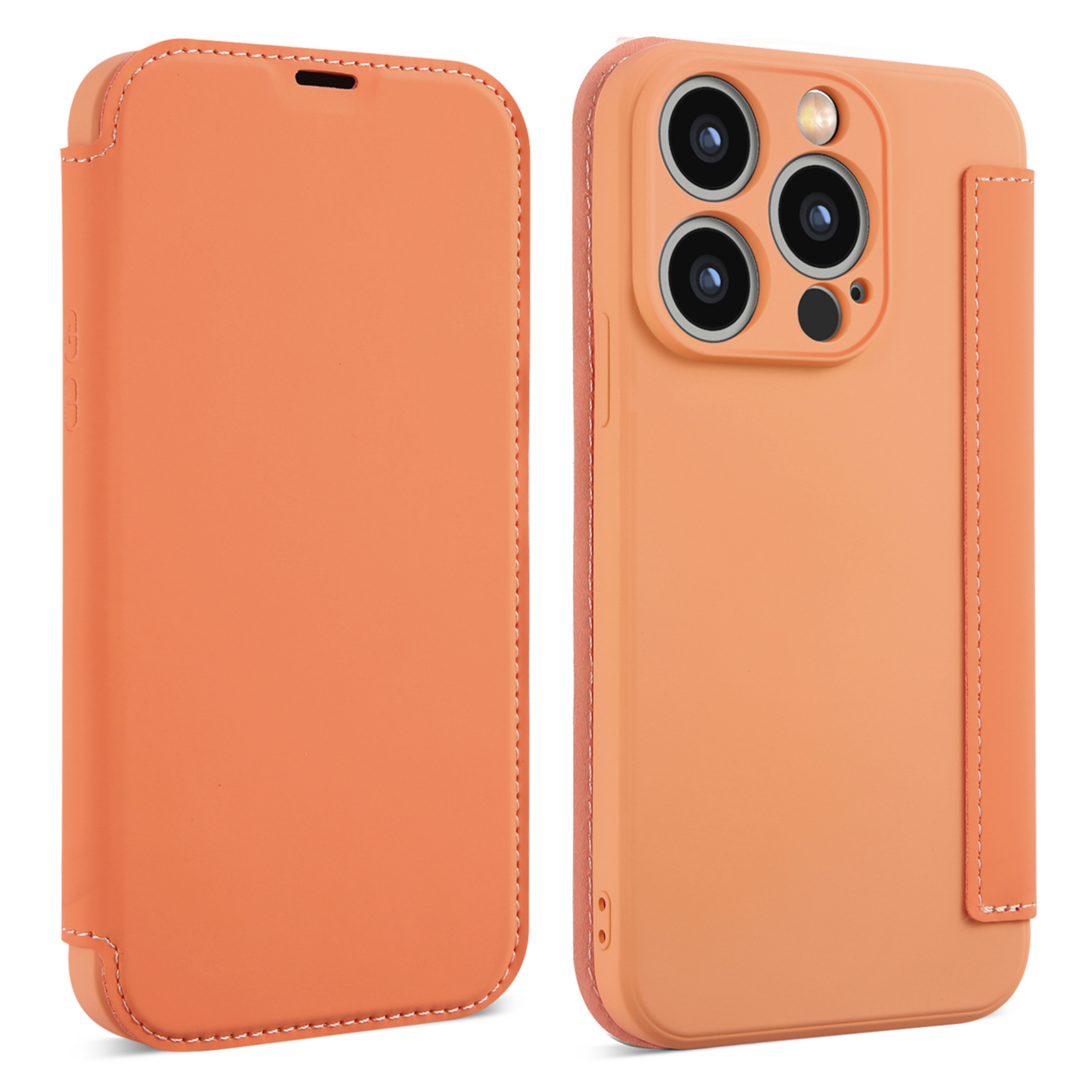

Skin-touch-telefonabdeckung Für Iphone 15 Pro Max, Stoßdämpfer Kartenhalter Flüssige Silikon-kickständer Hülle - Orange, iPhone 15 Pro Max