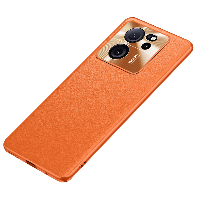 

Für Xiaomi Redmi K60 Ultra Pu-lederbeschichteter TPU + PC Phone Hülle Metalllinsenschutz Anti-drop-abdeckung - Orange, Xiaomi Redmi K60 Ultra