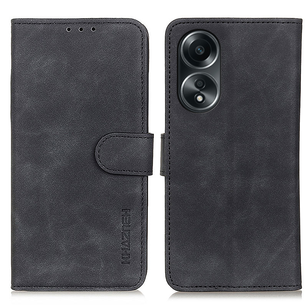 

Khazneh Für Oppo A78 4G Anti-kratzer-schalen-brieftasche Telefonabdeckung Retro Textur PU Lederstand Hülle - Schwarz, Oppo A78 4G