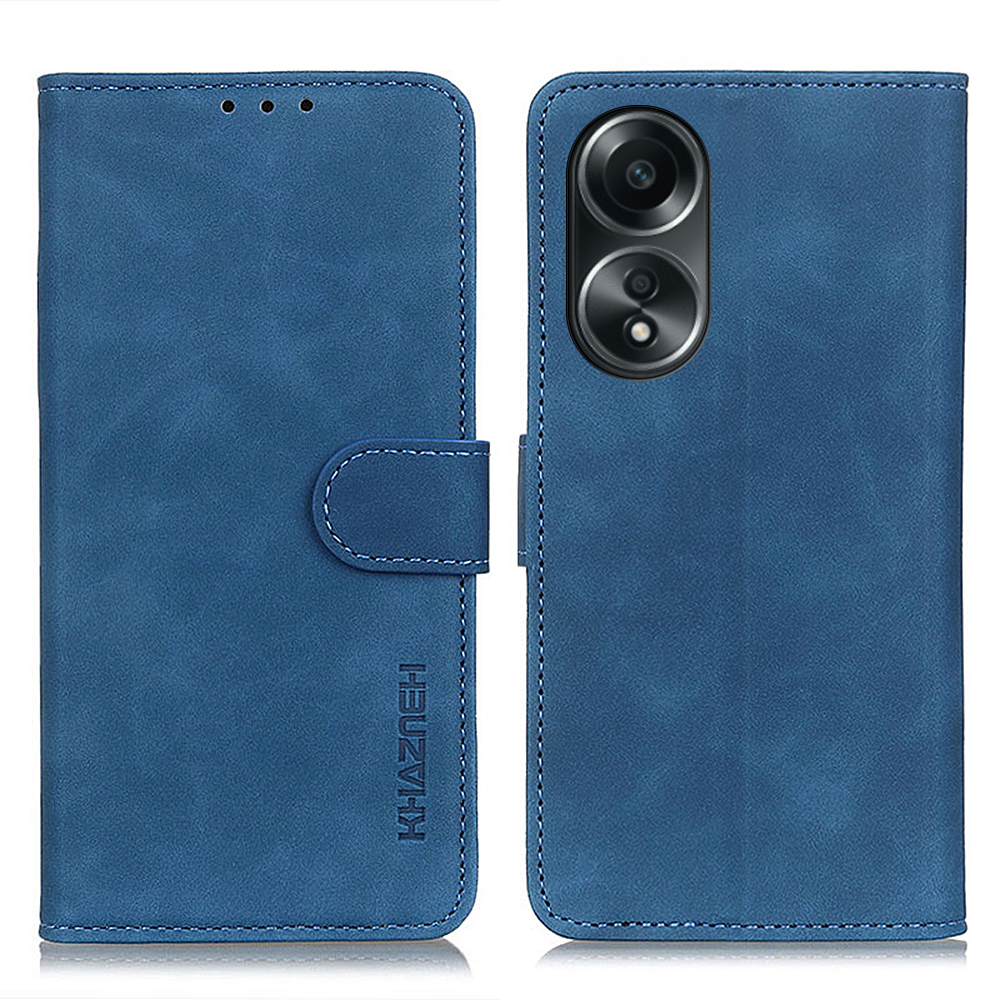 

Khazneh Telefonkoffer Für Oppo A58 4g, Retro Textur PU Leder -stand Wallet Telefonabdeckung - Blau, Oppo A58 4G
